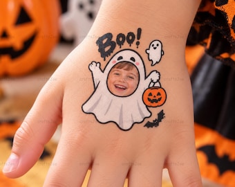 Custom Halloween Party Favors, Personalized Kids Face Temporary Tattoos, Classroom Halloween Gifts, Cute Trick or Treat Goodie Bag Stuffer