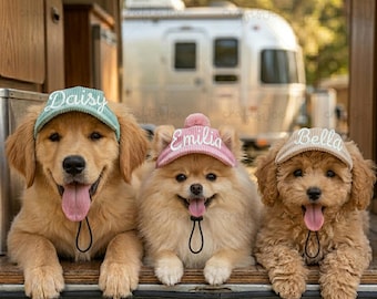 Personalized Dog Baseball Cap, Cumstom Dog Cat Summer Beach Visor Hat with Ear Holes, Adjustable Puppy Sunbonnet Headdress:Size XS To XL