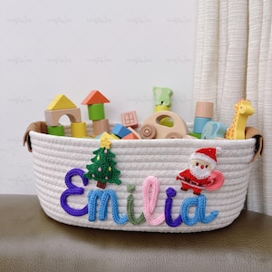 Baby shower personalized gift basket, baby Gift Basket Rope Cotton Basket Baby Gift Basket Toy Basket Storage Basket Baby Name Gift
