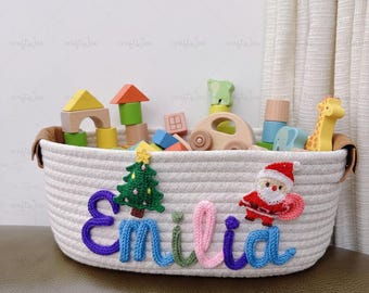 Personalized Baby Shower Cotton Rope Basket, Nursery Storage