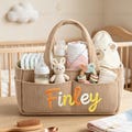 Personalized Corduroy Diaper Organizer Bag,Baby Diaper Caddy Organizer for Changing Table,Stylish Nursery Storage Basket, Newborn Essentials