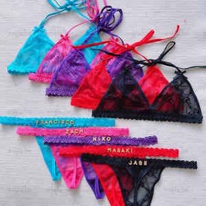 Name Bachelorette Party Thong Set,Custom Name Thong G-strings Set, Personalized Thong Set With Ur Name, Couple Gift, Gift For Wife