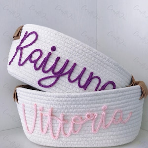 Personalisierter Baby-Aufbewahrungskorb, Babyparty-personalisierter Geschenk-Korb, kundenspezifischer Seil-Baumwollbaby-Korb, Aufbewahrungskorb für Babyspielzeug