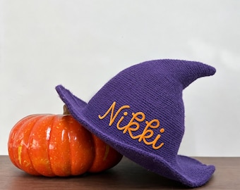 Personalized Kid's Witch Hat, Custom Embroidered Name, Halloween Hat
