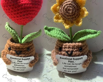 Handmade Crochet Sunflower Potted,Emotional Support Plant,Emotional Support Pickle,Emotional Support Sunflower,Gift for Mom