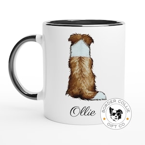 Personalised Border Collie Mug, Red Border Collie Coffee Cup, Custom Pet Name Coffee Mug, Dog Mom Tea Mug, Father&#39;s Day Gift