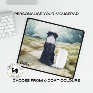 Personalized Border Collie Mouse Pad, Custom Pet Name Desk Mat