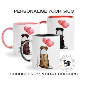 Personalisierte Border Collie Tasse, Valentinstag Kaffeetasse, Hundeliebhaber Geschenk, Romantische Teetasse, Geschenk vom Hund, Geschenk für Hundemama oder Papa