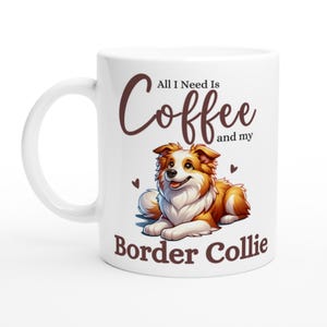 Border Collie Personalised Mug - Red Border Collie Coffee Cup - Pet Name Coffee Mug - Gift for Border Collie Mum or Dog Dad Who Loves Coffee