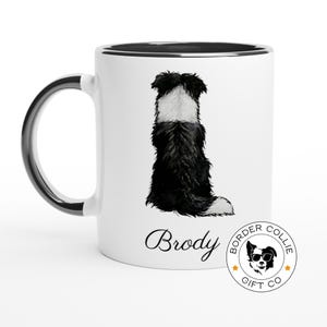 Personalised Border Collie Mug, Custom Name Coffee Cup for Black Border Collie Dog, Pet Name Coffee Mug, Gift for Dog Mum, Fathers Day Gift