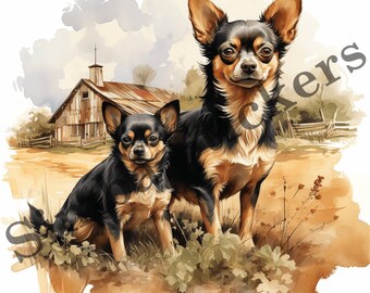 10-pack Chihuahua Dogs PNG Image Set Domestic Pet Animal Digital Art Images