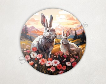 Bunny Rabbits In Love Field Of Flowers St. Valentine's Day Romantic PNG+SVG Transparent Background Digital Art Domestic Farm Animal Clipart