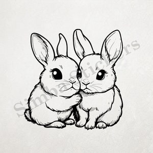 Bunny Rabbits in Love Cheek-to-cheek St. Valentine's Day Romantic ...