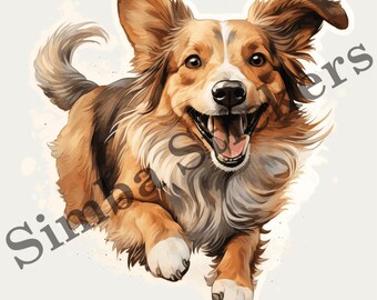 10-pack Dogs Running Tongue Out On Spring Or Summer Idyllic Happy Day PNG Image Set Domestic Pet Animal Digital Art Images