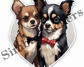 10-pack Chihuahua Dogs In Love St. Valentine's Day Romantic PNG Image Set Domestic Pet Animal Digital Art Images