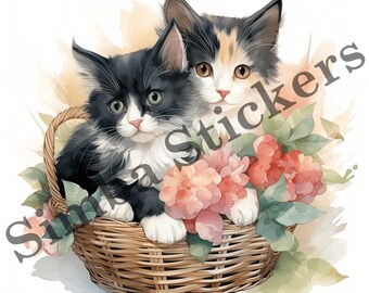 10-pack Japanese Bobtail Cats Kittens In Love St. Valentine's Day Romantic PNG Image Set Domestic Pet Animal Digital Art Images