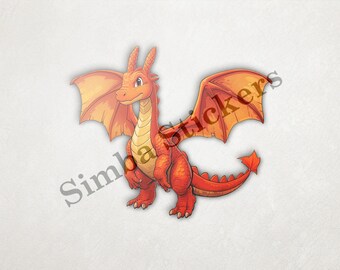 Cute Red Dragon Wings Spred Out Transparent Background PNG+SVG Digital Sticker Image Art