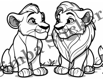 10-pack Lions In Love  St. Valentine's Day Romantic Colouring Page Vector  Scalable SVG Fun Cartoon Sticker Wild Animal Digital Art