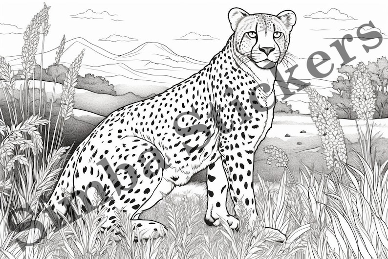 25pack Cheetahs Digital Colouring Page Vector Illustration SVG Images