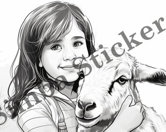 25-pack Goats On Farm Colouring Page Vector Illustration SVG  Domestic Farm Animal  Art Black-and-white Images
