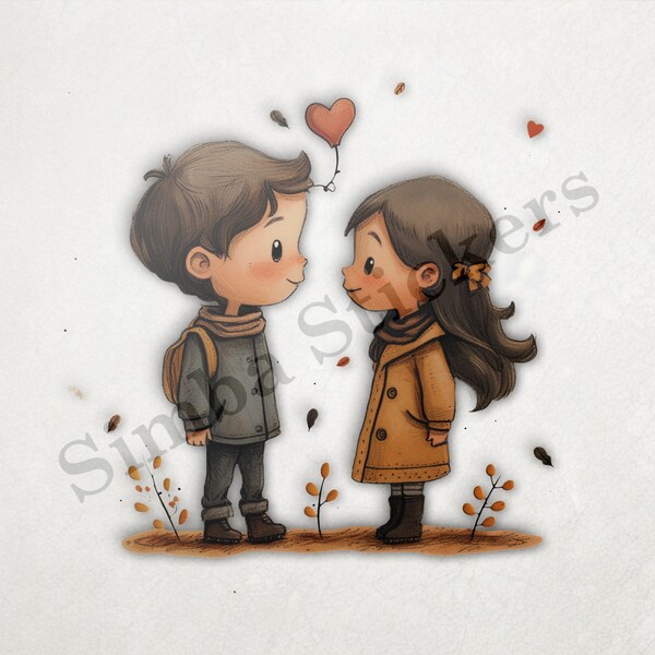 Boy And Girl In Love,Romantic Hearts, PNG+SVG Transparent Background Digital Art Sticker Image