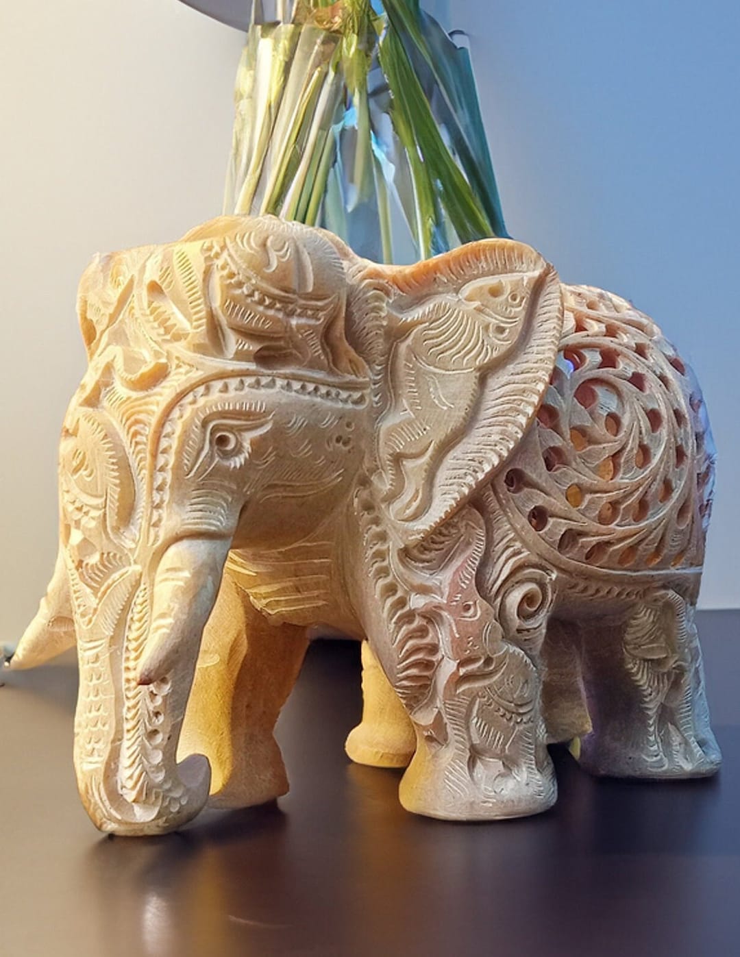 Carved Soapstone Elephant | Marble Feng Shui Showpiece Décor