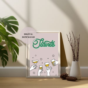 Slainte Irish Saying Art DIGITAL Print, Cheers Definition Print, Typography Quote, Living Room and Office Wall Art, Bar Cart Print, Cin Cin