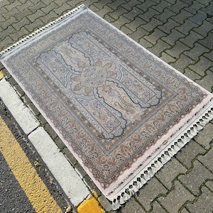 4x6 Cream Silk Rug, 4x6 Area Rug, Traditional Silk Rug, 4x6 Oriental Silk Carpet, Hight Quality Silk Rug, Persian Design Silk Rug,4x6 Carpet