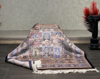 Kashmiri Silk Rug: 3x5 Handcrafted Bamboo Silk Carpet