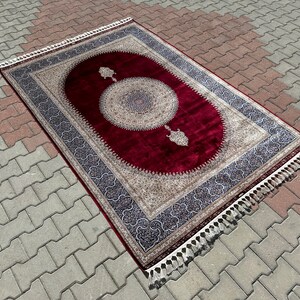 Red Bamboo Silk Rug: 5x8 Persian Style Area Rug