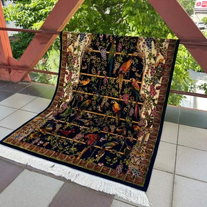 4x6 Animal Patterned Rug, Pure Silk Rug, Top Quality Silk Rug, 4x6 Area Rug, Unique Silk Rug, 4x6 Carpet, Rug For Gift, Gift For Mom,4x6 Rug
