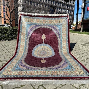 Red Bamboo Silk Rug: 5x8 Turkish Carpet
