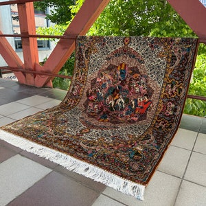 Pure Silk Rug, 4x6 Area Rug, Traditional Rug, Unique Rug, High Quality Silk Rug, 4x6 Carpet, Rug For Gift,Silk Rug,Abstract Rug,Gift For Dad