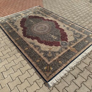 7x10 Turkish Silk Rug: Red Brown Knotted Oriental Carpet