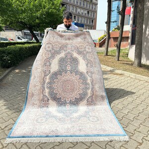 5x8 Bamboo Silk Turkish Rug: Anatolian Style Carpet