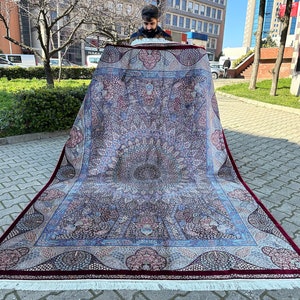 7x10 Anatolian Bamboo Silk Rug: Traditional Red Carpet