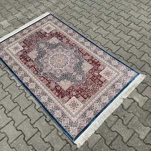 4x6 Traditional Silk Rug, 4x6 Carpet,%100 Bamboo Silk Rug,Turkish Carpet,Top Quality Silk Rug,4x6 Unique Silk Rug,Anatolian Silk Rug,4x6 Rug