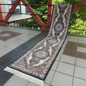 Anatolian Bamboo Silk Runner Rug: Turkish Hallway Carpet (3x13)
