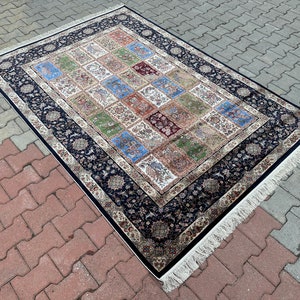 5x8 Bamboo Silk Rug: Colorful Turkish Carpet