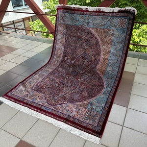 Tree Of Life Bamboo Silk Rug: Oriental 5x8 Carpet
