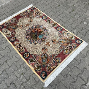 4x6 Pure Silk Rug, Classic Silk Rug, Area Rug, Traditional Silk Rug, 4x6 Carpet, Rug For Gift, Unique Silk Rug, Cream Silk Rug,Anatolian Rug