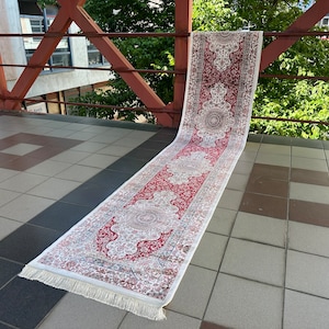 Bamboo Silk Runner Rug: Traditional Turkish Hallway Carpet (2.6x13.1)