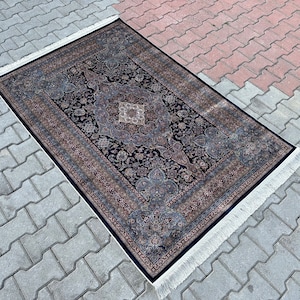 4x6 Qom Silk Carpet, Oriental Silk Rug, Silk Carpet, Khum Silk Rug, Turkish Silk Rug, Silk Area Carpet,4x6 Turkish Area Rug,Colorful Carpet