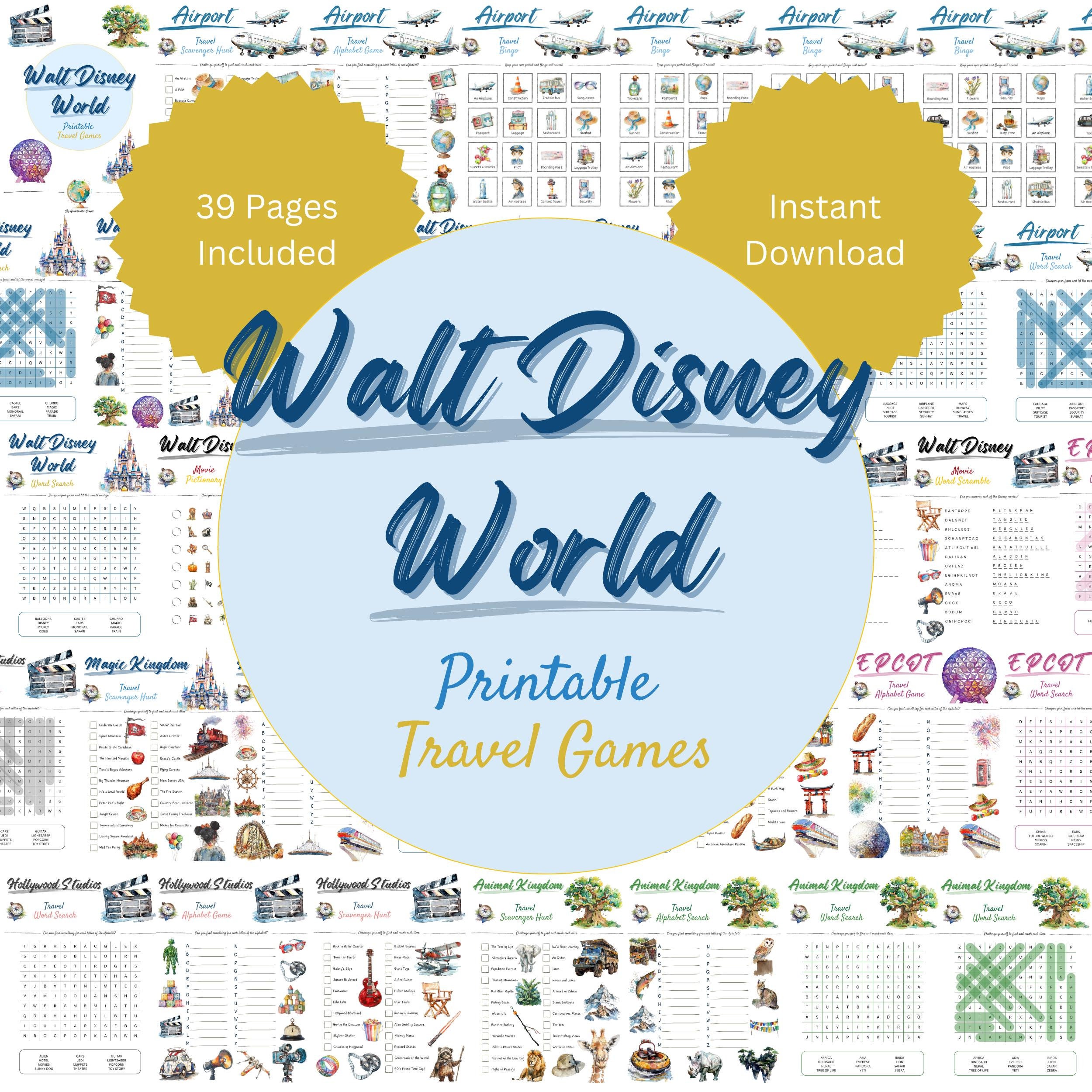 Printable WDW Travel Games | Activity Pack for Holidays | Orlando Family Games | WDW Holiday ...