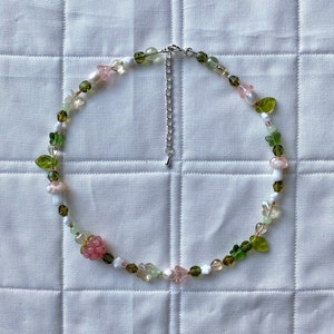 Raspberry Garden Necklace, Freshwater Pearl Necklace image 3