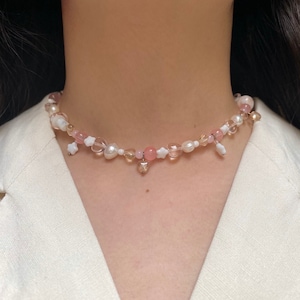Pink Beaded Necklace, Freshwater Pearl Necklace