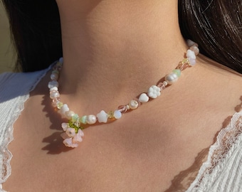 Sakura Cherry Blossom Necklace, Cottagecore Necklace