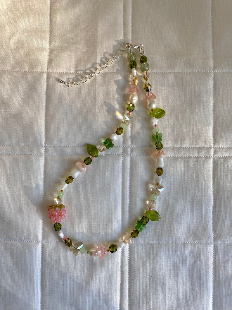 Raspberry Garden Necklace, Freshwater Pearl Necklace image 5