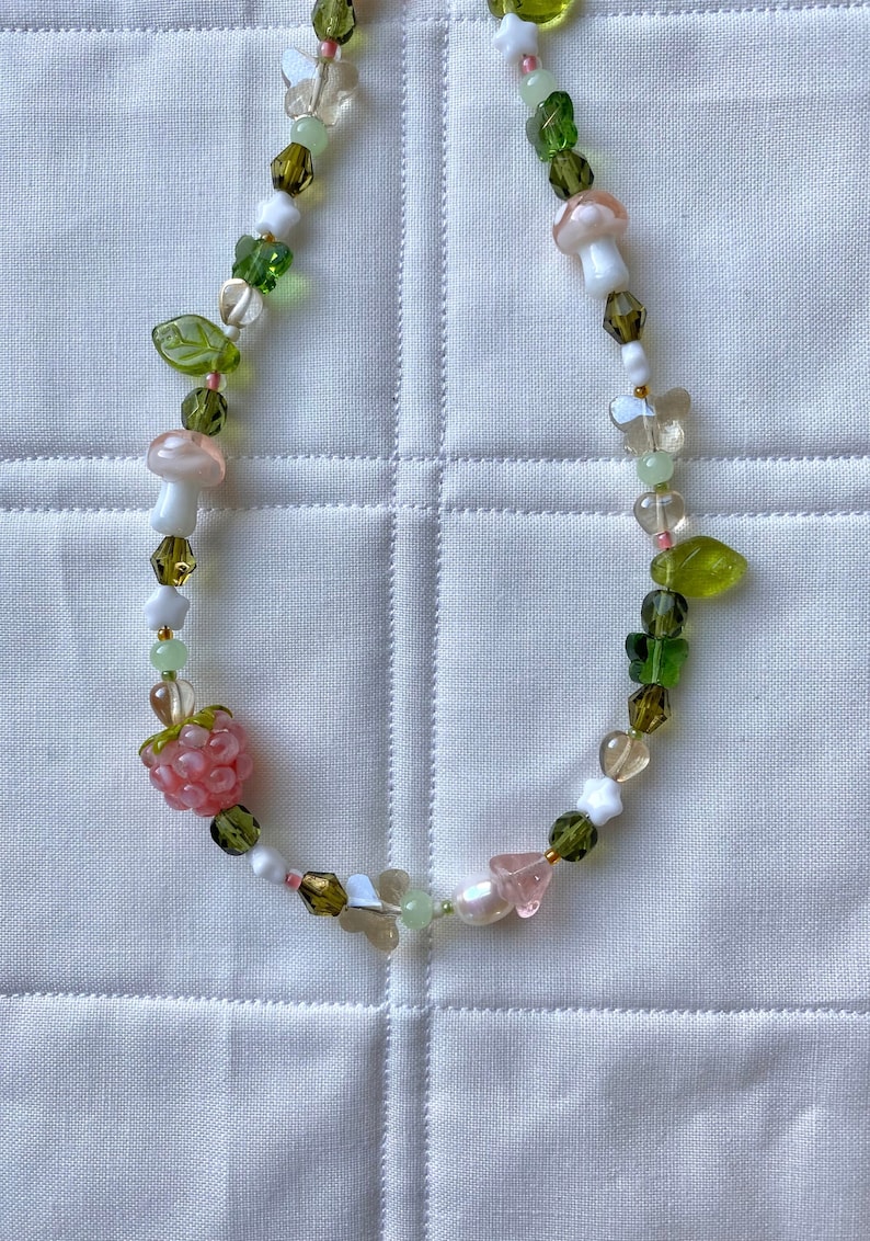 Raspberry Garden Necklace, Freshwater Pearl Necklace image 4
