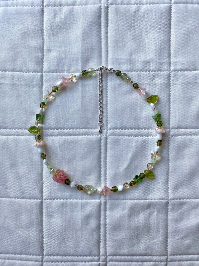 Raspberry Garden Necklace, Freshwater Pearl Necklace image 3